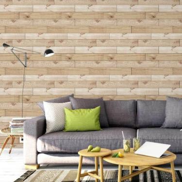 Imagem de Papel de Parede Decorativo Madeira Estilo Piso Retangular Claro 3,3m -