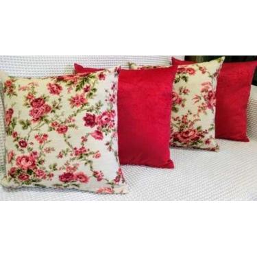 Imagem de Kit 6 Capas De Almofadas Jacquard Sued Vermelho 45x45 Zíper - INGRID B