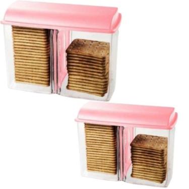 Imagem de Kit 2 Porta Biscoito Bolacha  Tampa e Divisória de Acrílico - Plastutt