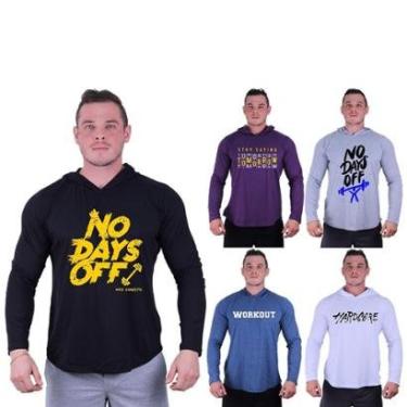 Imagem de Kit 5 Camisetas Manga Longa com Touca Longline Estampada Treino Academia Lazer Casual-Masculino