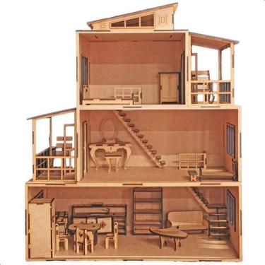 Imagem de Casinha de boneca kit c/ vários moveis e acessórios inclusos - T27 Cor