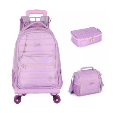 Imagem de Kit Mochila de Rodinhas 360 + Lancheira + Estojo - Barbie Fashion Lilás