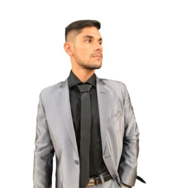Imagem de Terno Poliviscose Slim Masculino Social Chumbo Encerado - Paleto+Calça