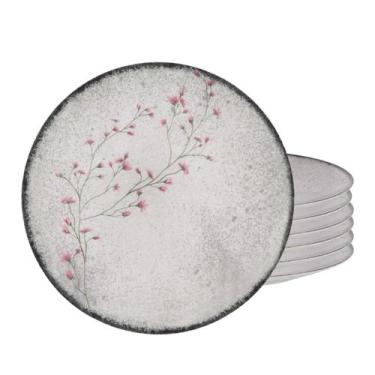 Imagem de Jogo de Pratos Raso 25cm Kit 6 Peças Em Porcelana Floralis Tramontina