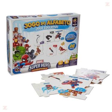 Imagem de Jogo Educativo Marvel Jogo do Alfabeto 26 Peças - Mimo Toys