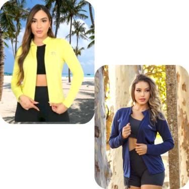 Imagem de Kit 2 Casacos feminino proteção solar UV 50+ FPS - Force, Amarelo, Azu