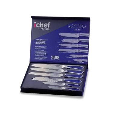 Imagem de Conjunto de Facas Ichef Polishop - Shark Series - Professional Cut - Inox | Inox Ichef