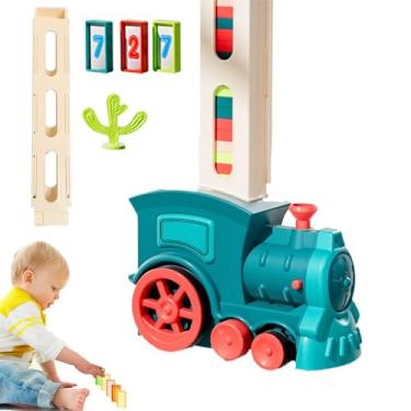 Imagem de Conjunto de brinquedos de trem infantil, brinquedo de trem automático | Trem realista elétrico de bloco de colocação automática - Modelo de carro de trem de luz e som de simulação para lembrança de an