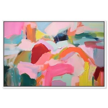 Imagem de Art Remedy Tela abstrata maximalista Sublime Fusion Layers III, moldura branca, 76 cm x 50 cm