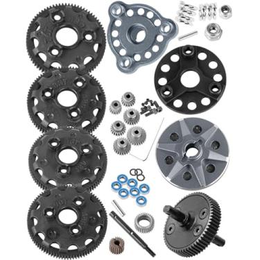 Imagem de RCarmubWow RC Upgrades Part for 1/10 Slash/Rustler/Stampede/Bandit 2WD VXL,48P 76T 83T 86T 90T Spur Gear &Transmission Gear &Slipper Clutch &Pressure Plate &Slipper Rebuild Kit,Titanium