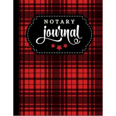Imagem de Notary Journal: 8.5x11 Large Notarial Logbook/With 200 Numbered Pages - Two Record Logs Per Page / 400 Records/Ledger Book Gift For Signing Agents/Red Black Tartan Plaid Pattern