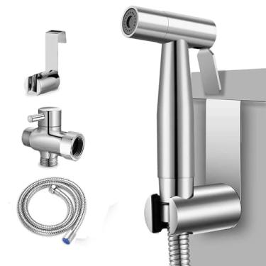 Imagem de Pulverizador portátil de bidê para banheiro, acessório de bidê de banheiro de aço inoxidável premium, controle de pressão de água ajustável para lavagem feminina, fralda de pano para lavagem de bebê