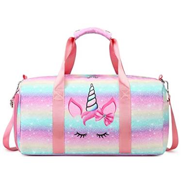 Imagem de Bolsa de ginástica esportiva para meninas, adolescentes, crianças, com compartimentos para sapatos e roupas molhadas, dança, natação, festa do pijama, bolsa de viagem para fim de semana, 01