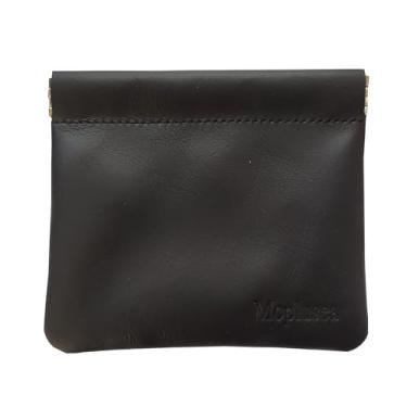 Imagem de Genuine Leather Small Coin Purse Wallet With Keychain, Mini Change Purse, Coin Pouch Holder For Men (Black Squeeze)