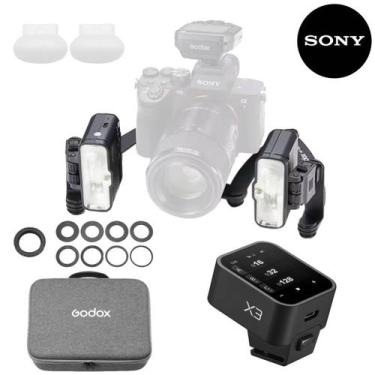 Imagem de Kit Flash Macro Dental Duplo Godox Mf12-dk3 + Rádio Flash X3 Para Câme