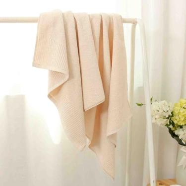 Imagem de JUSHZ Toalhas de banho toalhas de banho grandes toalhas para adultos toalha de banho para banheiro algodão penteado macio 500 g tecido adulto é respirável macio confortável (140 x 70 cm, bege)