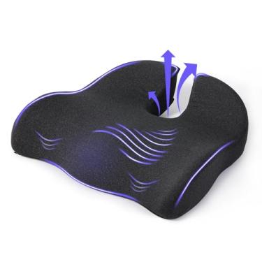 Imagem de Almofada de assento para cadeira de escritório, almofada de assento grande e grossa para alívio da dor no cóccix, ciática e suporte para as costas, almofada de espuma viscoelástica para cadeira de