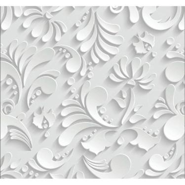 Imagem de Papel De Parede Adesivo Arabesco Floral Branco 300X52Cm