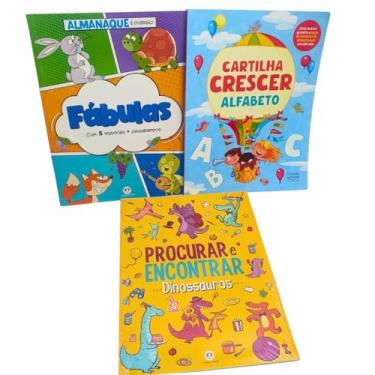 Imagem de Kit 3 Livros Infantil Apoio Escolar: Cartilha Crescer - Alfabeto + Almanaque É Diversão Fábulas + Dinossauros - Procurar E Encontrar - Ciranda Cultural