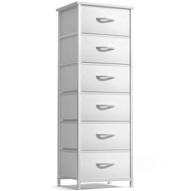 Imagem de Sorbus Cômoda de tecido para quarto infantil – baú com 6 gavetas, torre de armazenamento alta, organizador de roupas, para armário, sala de jogos, para berçário, estrutura de aço, caixas de tecido -