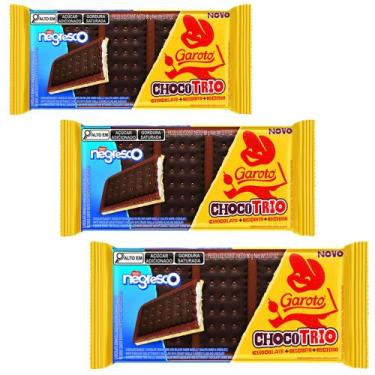Imagem de Chocolate Nestlé Chocotrio Negresco Kit 3 Pacotes de 90g - Garoto