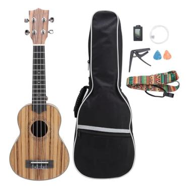 Imagem de Zebra Wood Soprano Ukulele Kit 21in Iniciante Com Case Strap Picks para Presentes de Ano Novo de Aniversário
