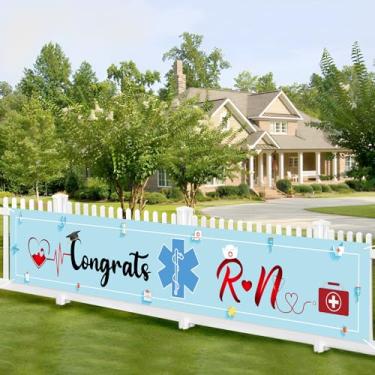 Imagem de Kimini-Ki Banner Congrats RN, faixa de parabéns enfermeira, decorações de festa de formatura de enfermeira de 2025, BSN Medical School Enfermagem Decoração de festa de formatura para ambientes