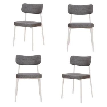 Imagem de Kit com 4 Cadeiras para Sala de Jantar Mona Yescasa Cinza Corriente/Branco