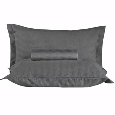 Imagem de Teka Colcha de Cama Genova, Piquet 100% Algodão, Jogo 3 Peças (Cinza, Queen)