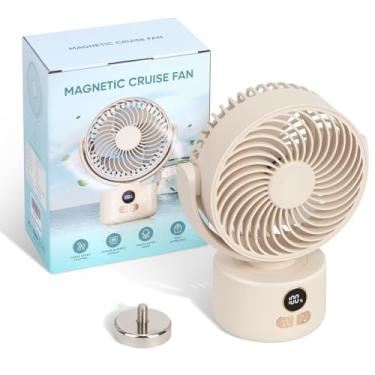 Imagem de CruiSeaU Ventilador Oscilante Magnético De Cruzeiro Com Visor Digital, Aprovado Para Navios De Cruzeiro, Fixado Magneticamente Em Tetos E Paredes Da Cabine