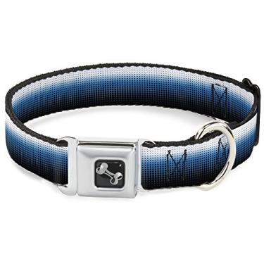 Imagem de Buckle-Down Coleira para cães com fivela de cinto de segurança – pontos de transição branco/azul/preto – 3,8 cm de largura – serve para pescoço de 45,7 a 81,2 cm – Grande