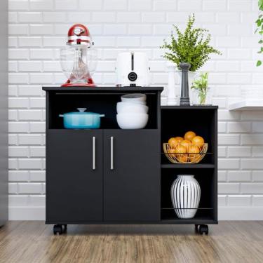 Imagem de Fruteira Cozinha 2 Portas com 5 Rodizios Multiuso Tampo Para Microonda