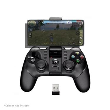 Imagem de Controle Gamer Bluetooth para Celular, Compatível com Android/PC/PS3, Suporte para Tela, Preto