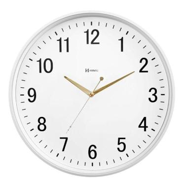 Imagem de Relógio Herweg Branco Silencioso Ponteiro Dourado Vidro 6866 Branco - Branco