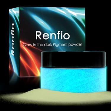 Imagem de Renfio Pigmento em pó brilhante de 3,5 oz/100 g, pigmento luminoso de cor de resina em pó, corante de pigmento fluorescente para resina epóxi, fina, tinta acrílica, prego, arte fina - branco a azul celeste