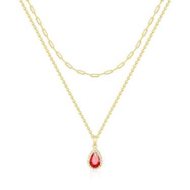 Imagem de Secroma Colares em camadas de ouro para mulheres, colar de cristal banhado a ouro 18 k com clipe de papel, gargantilha verde esmeralda joias para mulheres presentes, Cristal, Zircão