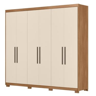 Imagem de Guarda Roupa Venice 6 Portas, 4 Gavetas e 3 Cabideiros com Pés - Demóbile Amêndola/Off White