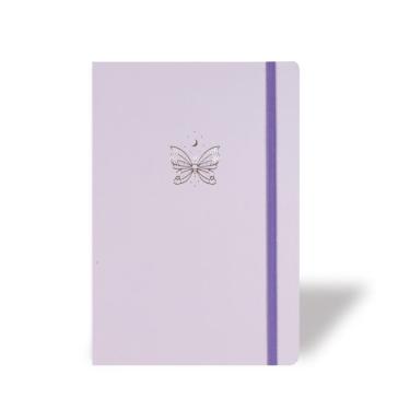 Imagem de Bullet Journal Borboleta 13,5x20 cm 160 pág papel marfim lilás com elástico