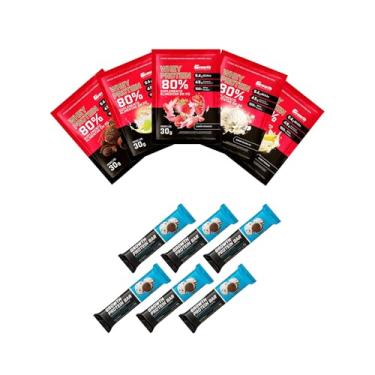 Imagem de Combo - Whey protein concentrado sachê 30g 5un (Morango, Banana, Torta de Limão, Sorvete de Creme e Doce de leite) e whey protein concentrado barra 30g 6un (sabores diversos) (Único, Whey Barra: Cookies)