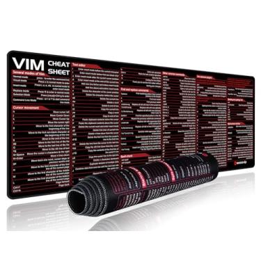 Imagem de exco Tapete de rato vip para Vim, 79,8 x 29,7 x 0,2 cm, folha de referências, grande, para PC, escritório, planilha, teclado, atalho, tapete de rato com borda costurada antiderrapante 0326