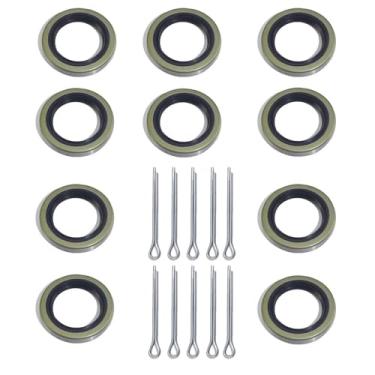 Imagem de RENGYI Vedações de graxa de roda de cubo de reboque 12192TB, ID de 3,2 cm x diâmetro externo de 5 cm, pacote com 10 pinos para contrapinos, para eixos de 907.2-997.9 kg