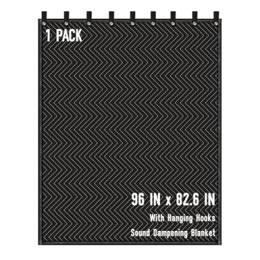 Imagem de AMUFON Cobertor grande de amortecimento de som, 244 x 203 cm, cobertor de estúdio com absorção de som, cortina acústica de estúdio com cancelamento de ruído, bloqueador de luz/cobertor móvel