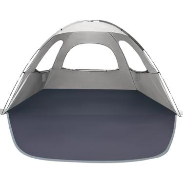 Imagem de WhiteFang Barraca de praia anti-UV portátil para 8 pessoas, piso extensível com 3 janelas de malha ventilada, além de bolsa de transporte, estacas e linhas (respiração do bebê)