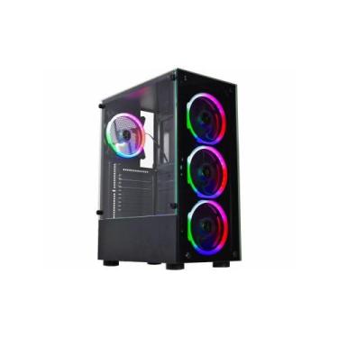 Imagem de Gabinete Gamer K-Mex Elite Multicolor, ATX, Lateral De Vidro, Com 3 Fa