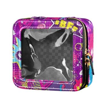 Imagem de Fitrendlovey Bolsa de cosméticos com zíper e design de claraboia, organizador portátil de couro PU para necessidades de viagem femininas, T10, one size