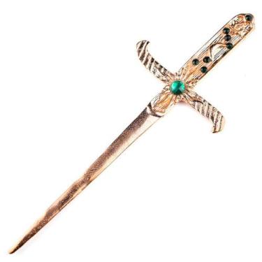Imagem de Athame Metal Cobre Brilhante 19 cm Pedra Verde - Lua Mística - 100% Or