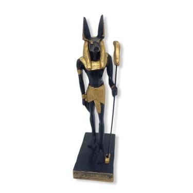 Imagem de Escultura Anubis 22,5 cm  preto e dourado  em resina - Lua Mistica