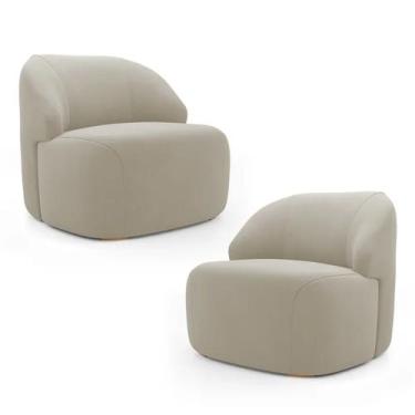 Imagem de Kit 2 Poltronas Organica Decorativa Eloa Veludo Bege - Londrilar - LM 