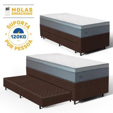 Imagem de Cama Box com Colchão de Molas Ensacadas Pillow In Elite + Auxiliar de Espuma Unique Solteiro 88cm