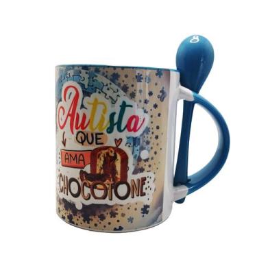 Imagem de Kit Caneca Decorativa Azul Autista Que Ama Panetone+Chaveiro - Coleção